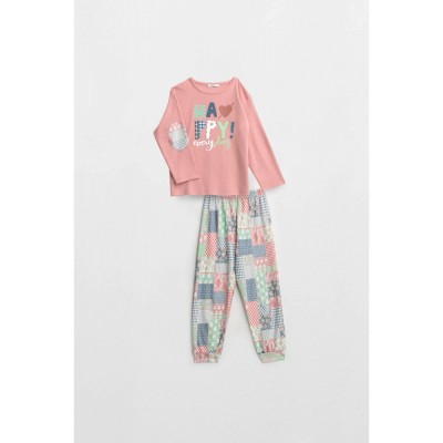 Παιδική Πυτζάμα με Μακρύ Μανίκι PINK TAN (17525-PINK TAN)