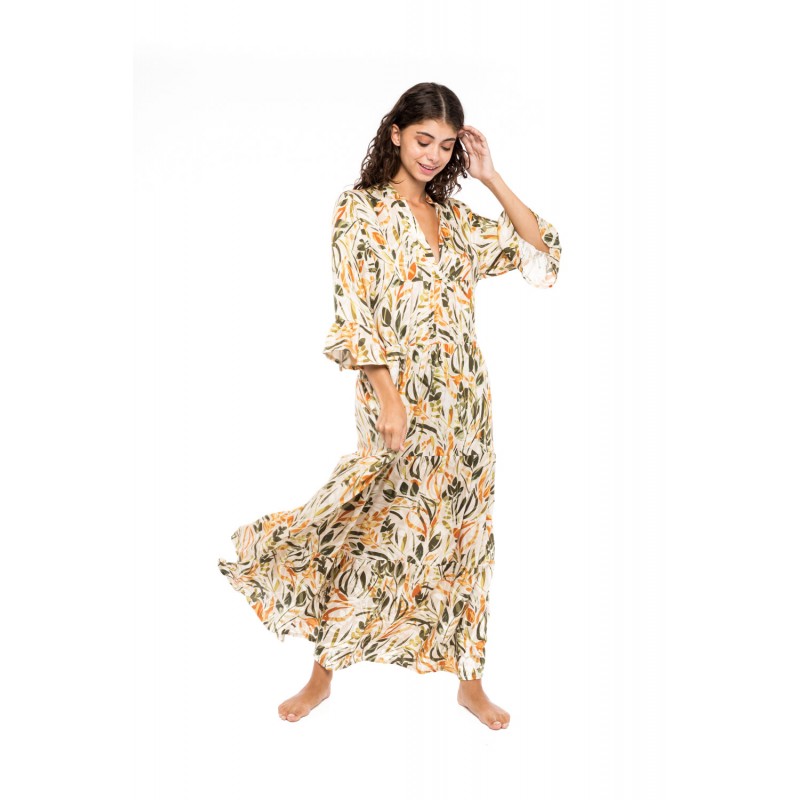 B201 - Type - BEACHWEAR LONG PASTEL GREEN LEAF- (B201) B201 - Type - BEACHWEAR LONG PASTEL GREEN LEAF- (B201)