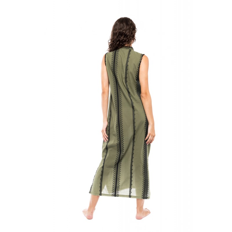 B241 - Black - BEACHWEAR GREEN & BLACK EMBROIDERY- (B241)