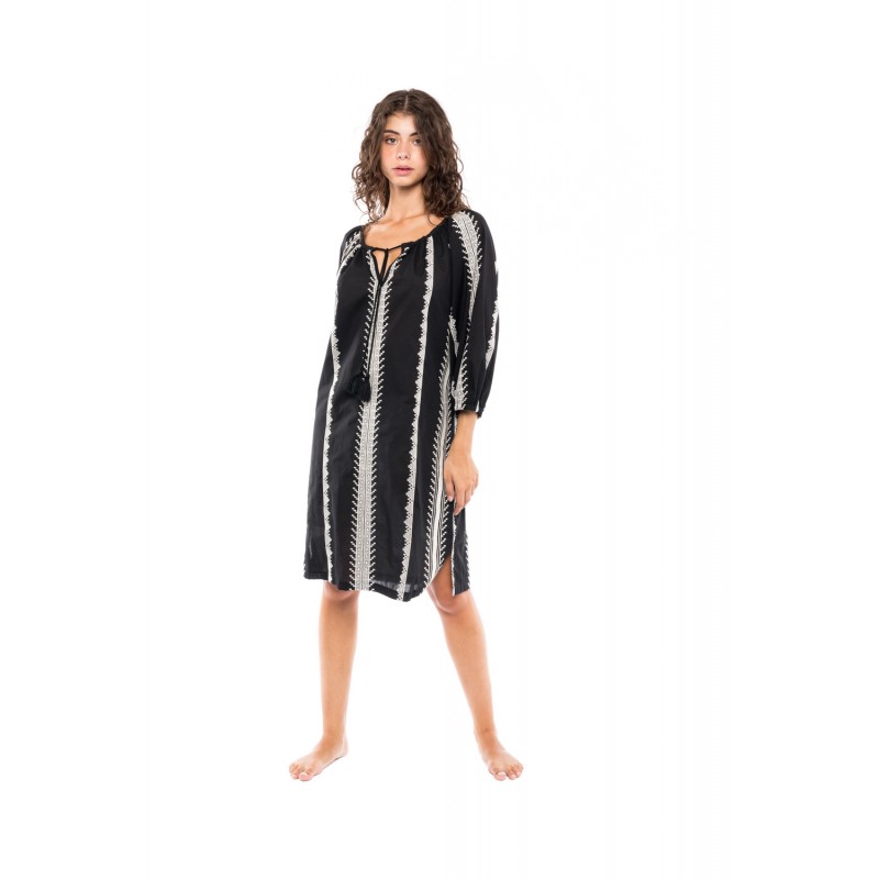 B243 - Oil Green - BEACHWEAR GREEN & BLACK EMBROIDERY- (B243)