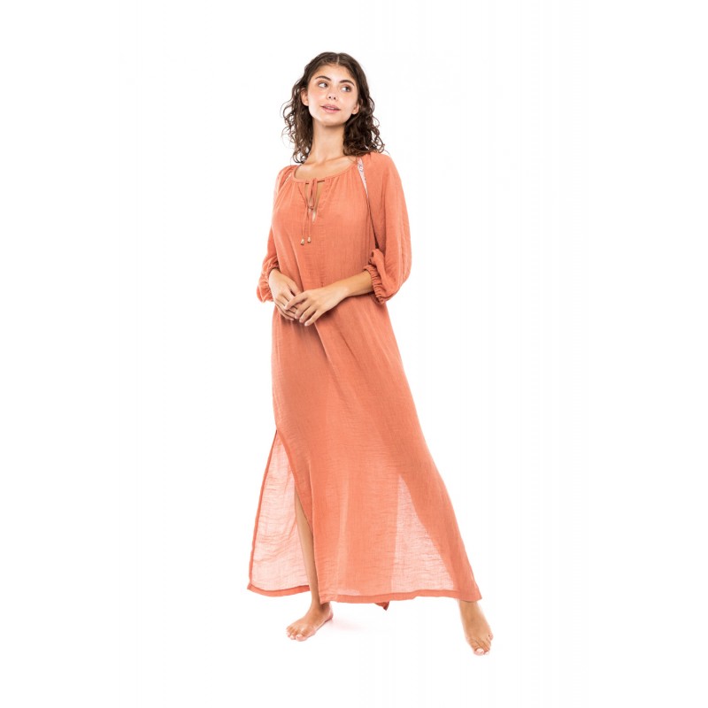 B270 - Salmon - BEACHWEAR CREPE BOHO- (B270) B270 - Salmon - BEACHWEAR CREPE BOHO- (B270)