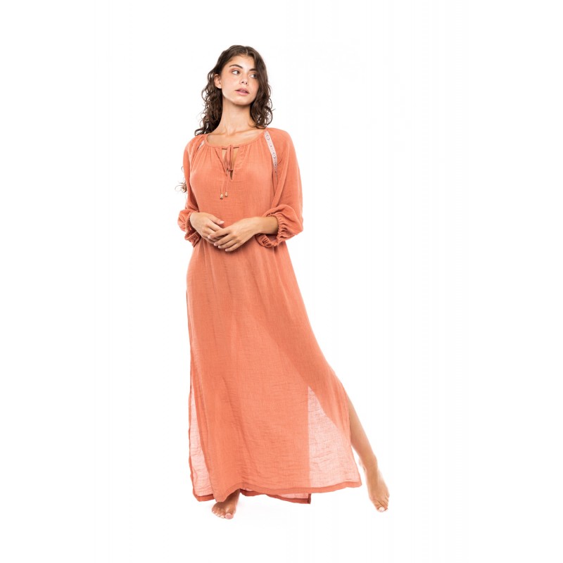B270 - Salmon - BEACHWEAR CREPE BOHO- (B270) B270 - Salmon - BEACHWEAR CREPE BOHO- (B270)