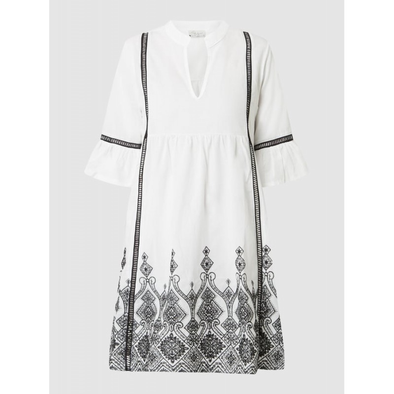 B276 - White - BEACHWEAR EMBROIDERY BLACK- (B276) B276 - White - BEACHWEAR EMBROIDERY BLACK- (B276)