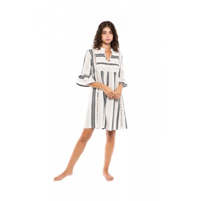 B297 - Type - BEACHWEAR BEIGE & BLACK EMBROIDERY - (B297) B297 - Type - BEACHWEAR BEIGE & BLACK EMBROIDERY - (B297)