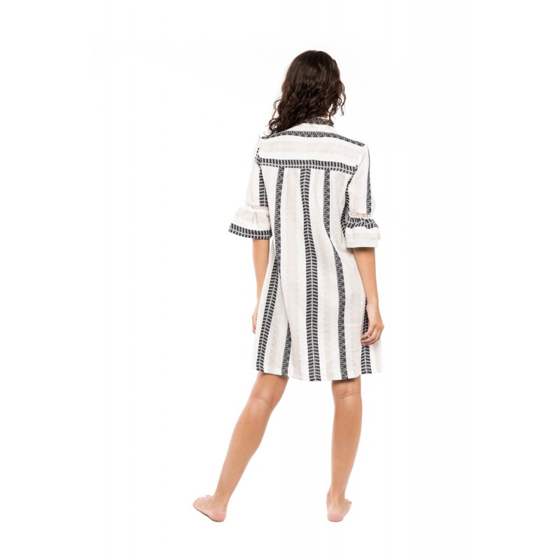 B297 - Type - BEACHWEAR BEIGE & BLACK EMBROIDERY - (B297) B297 - Type - BEACHWEAR BEIGE & BLACK EMBROIDERY - (B297)