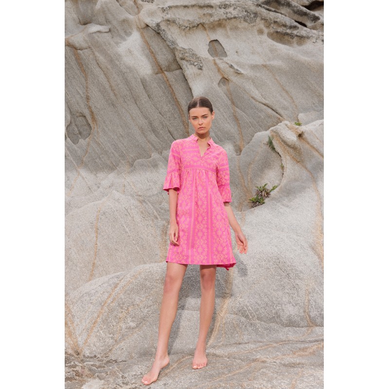 B320 - Hot Pink - BEACHWEAR EMBROIDERY ORANGE- (B320)