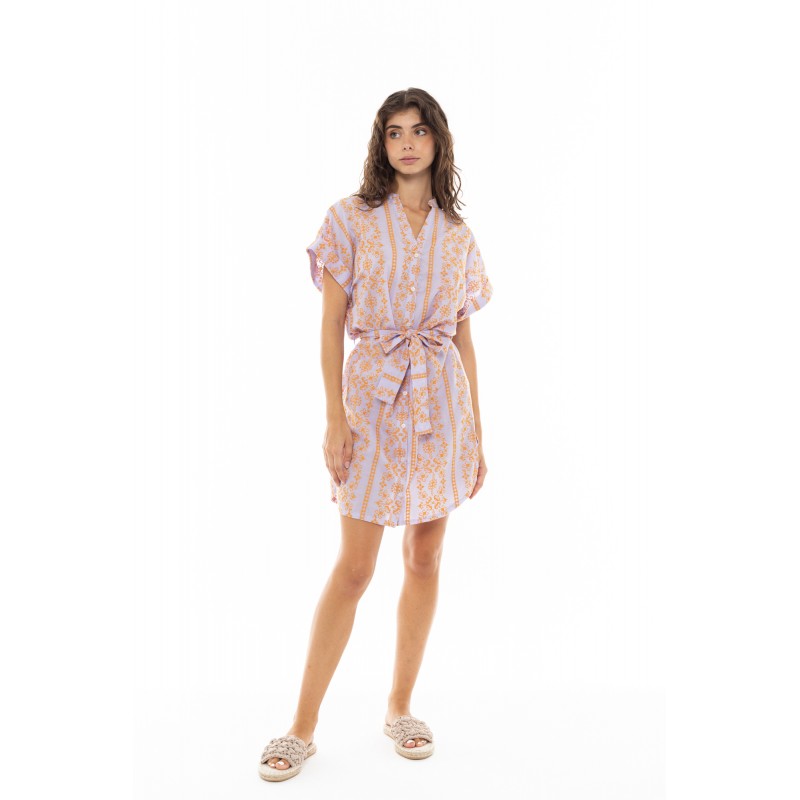 B321 - Violete - BEACHWEAR EMBROIDERY ORANGE- (B321)