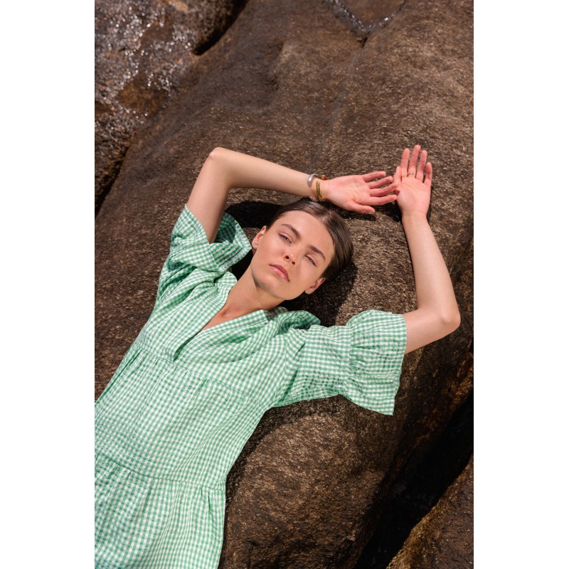 B422 - Aspen Green - BEACHWEAR MODERN CHECK- (B422)