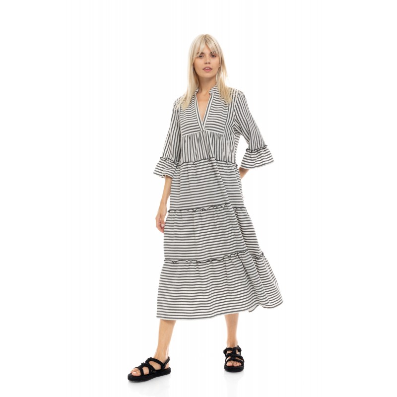 B433 - Black - BEACHWEAR LONG STRIPE SAND- (B433)