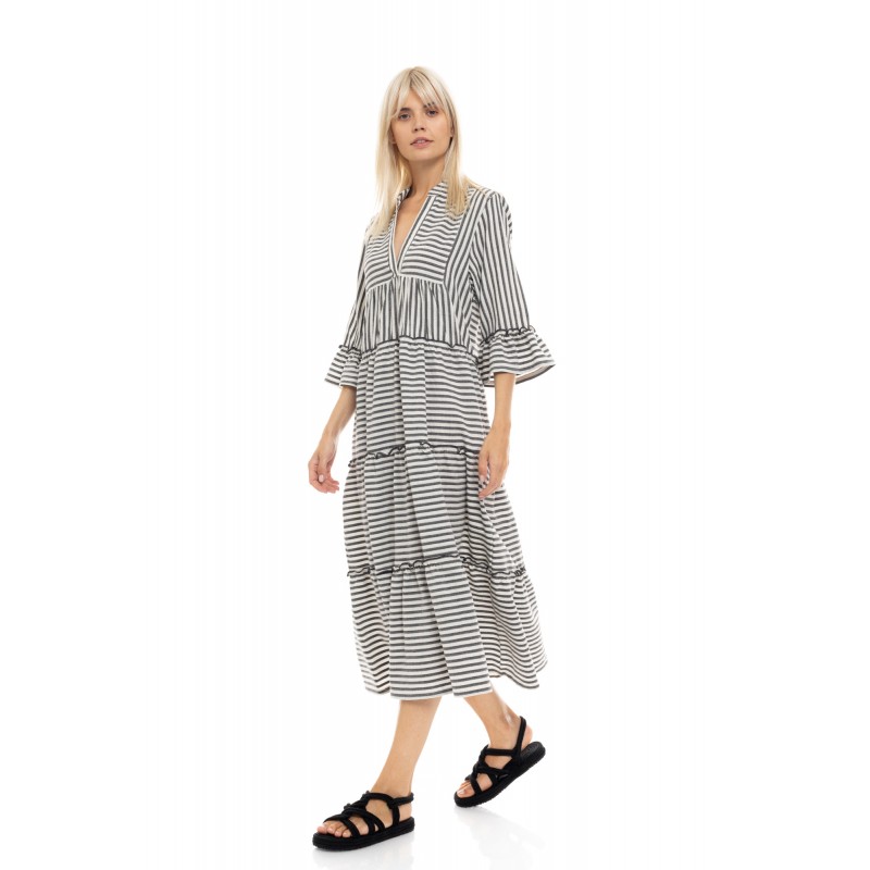 B433 - Black - BEACHWEAR LONG STRIPE SAND- (B433)