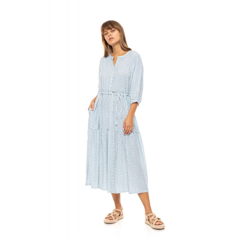 B560 - Type - BEACHWEAR LONG VISTA BLUE & CREAM- (B560) B560 - Type - BEACHWEAR LONG VISTA BLUE & CREAM- (B560)