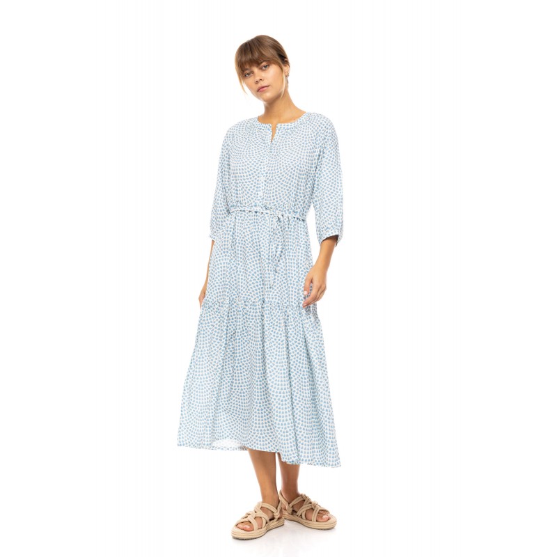 B560 - Type - BEACHWEAR LONG VISTA BLUE & CREAM- (B560) B560 - Type - BEACHWEAR LONG VISTA BLUE & CREAM- (B560)