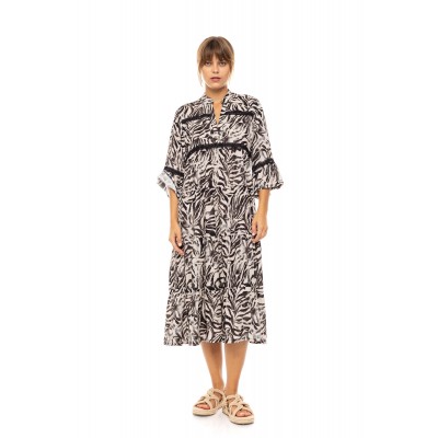 B607 - Type - BEACHWEAR LONG BLACK LEOPARD- (B607)