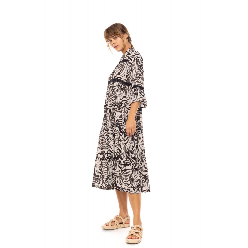 B607 - Type - BEACHWEAR LONG BLACK LEOPARD- (B607) B607 - Type - BEACHWEAR LONG BLACK LEOPARD- (B607)