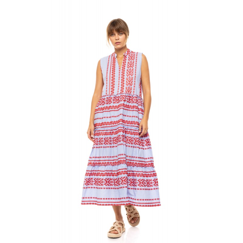 B636 - Type - BEACHWEAR LONG EMBRODERY ICE BLUE- (B636) B636 - Type - BEACHWEAR LONG EMBRODERY ICE BLUE- (B636)