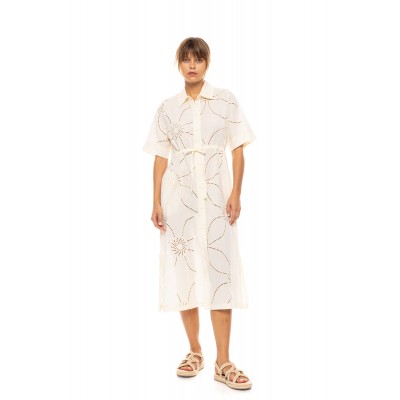 B644 - Black - BEACHWEAR MIDI MOON EMBRODERY- (B644)