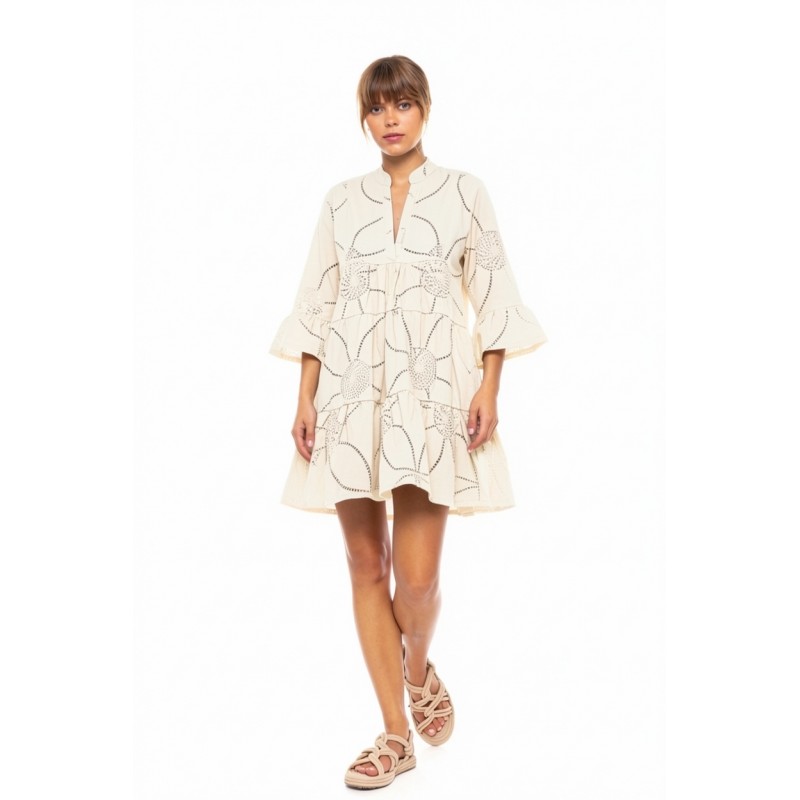 B645 - Off White - BEACHWEAR MOON EMBRODERY- (B645) B645 - Off White - BEACHWEAR MOON EMBRODERY- (B645)