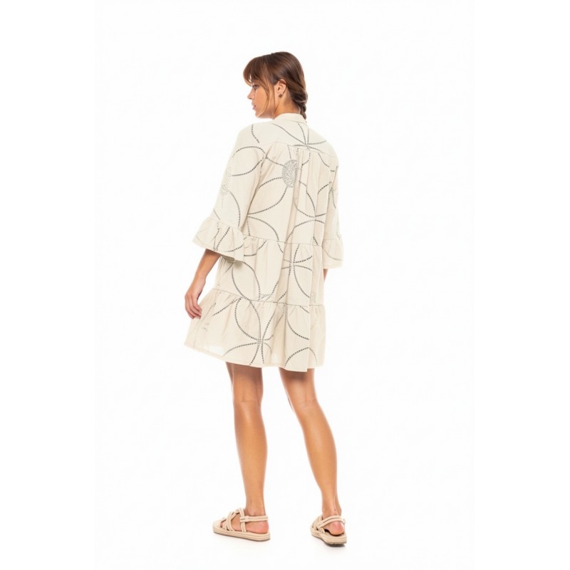B645 - Off White - BEACHWEAR MOON EMBRODERY- (B645) B645 - Off White - BEACHWEAR MOON EMBRODERY- (B645)