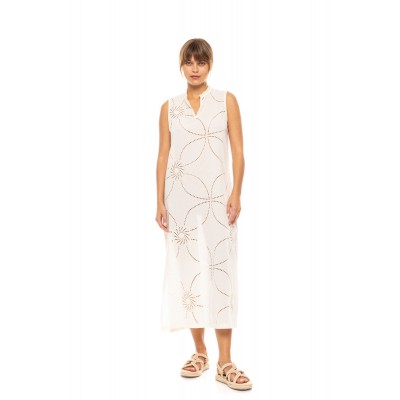 B647 - Off White - BEACHWEAR MOON EMBRODERY- (B647) B647 - Off White - BEACHWEAR MOON EMBRODERY- (B647)
