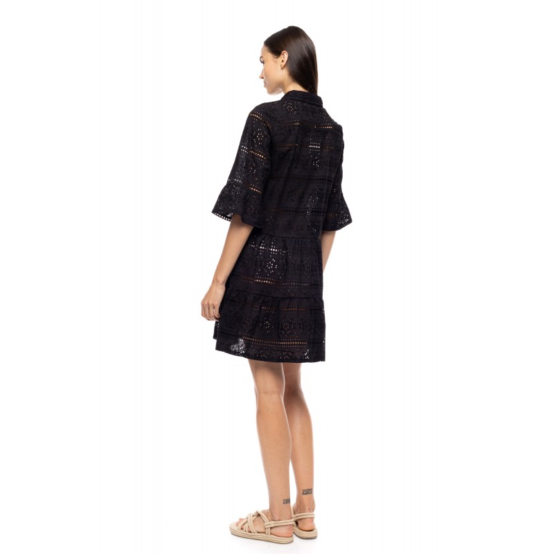 B650 - Black - BEACHWEAR FLOWER EMBRODERY- (B650) B650 - Black - BEACHWEAR FLOWER EMBRODERY- (B650)