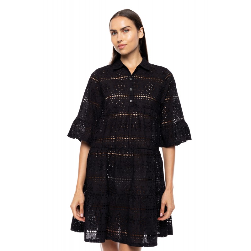 B650 - Black - BEACHWEAR FLOWER EMBRODERY- (B650) B650 - Black - BEACHWEAR FLOWER EMBRODERY- (B650)