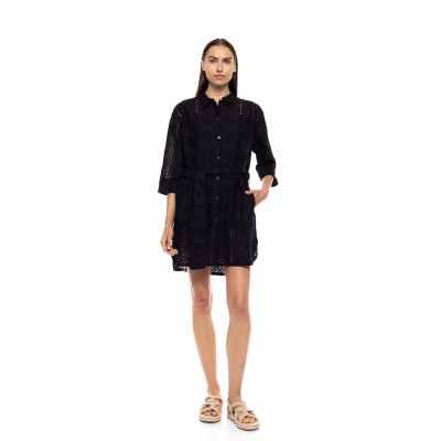 B651 - Black - BEACHWEAR FLOWER EMBRODERY- (B651) B651 - Black - BEACHWEAR FLOWER EMBRODERY- (B651)
