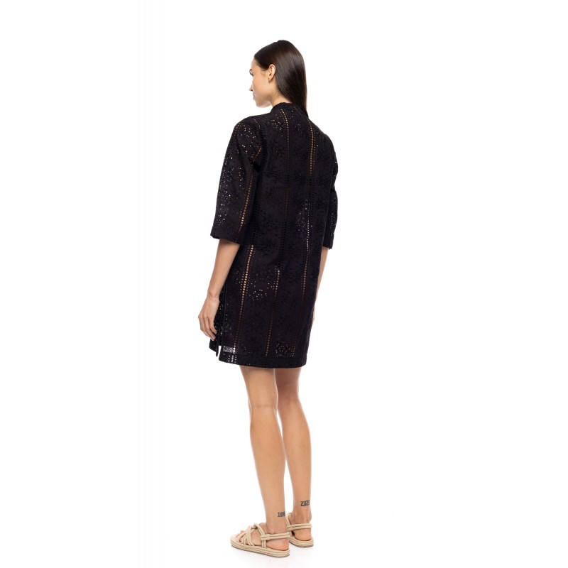 B652 - Black - BEACHWEAR FLOWER EMBRODERY- (B652) B652 - Black - BEACHWEAR FLOWER EMBRODERY- (B652)