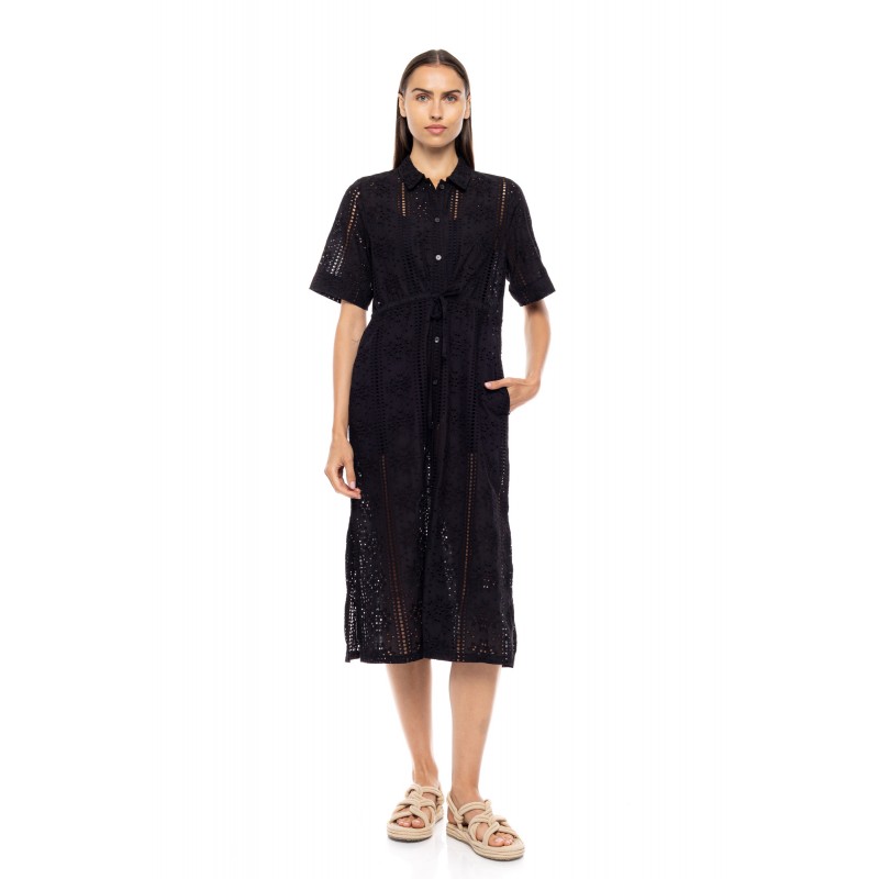 B653 - Black - BEACHWEAR FLOWER EMBRODERY- (B653)