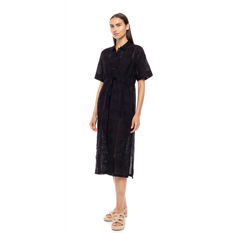 B653 - Black - BEACHWEAR FLOWER EMBRODERY- (B653)