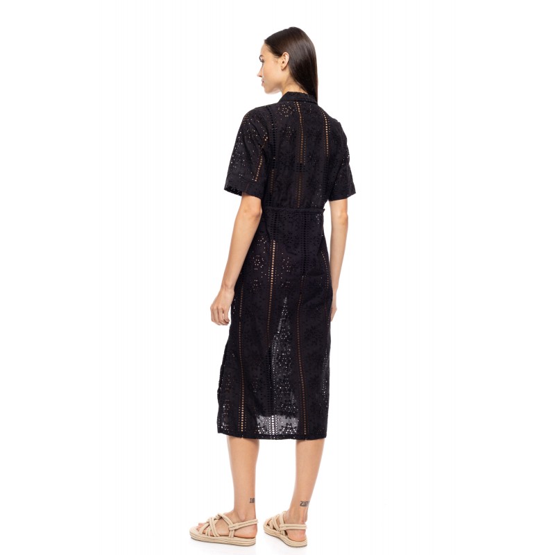 B653 - Black - BEACHWEAR FLOWER EMBRODERY- (B653)