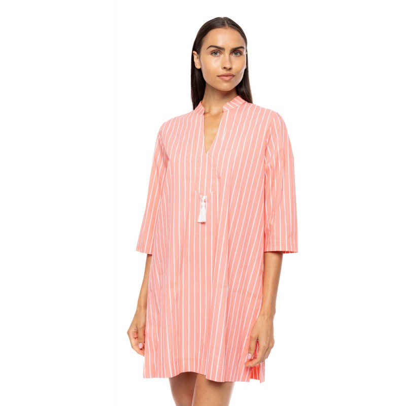 B674 - Peach Pink - BEACHWEAR TROPICAL STRIPE- (B674) B674 - Peach Pink - BEACHWEAR TROPICAL STRIPE- (B674)
