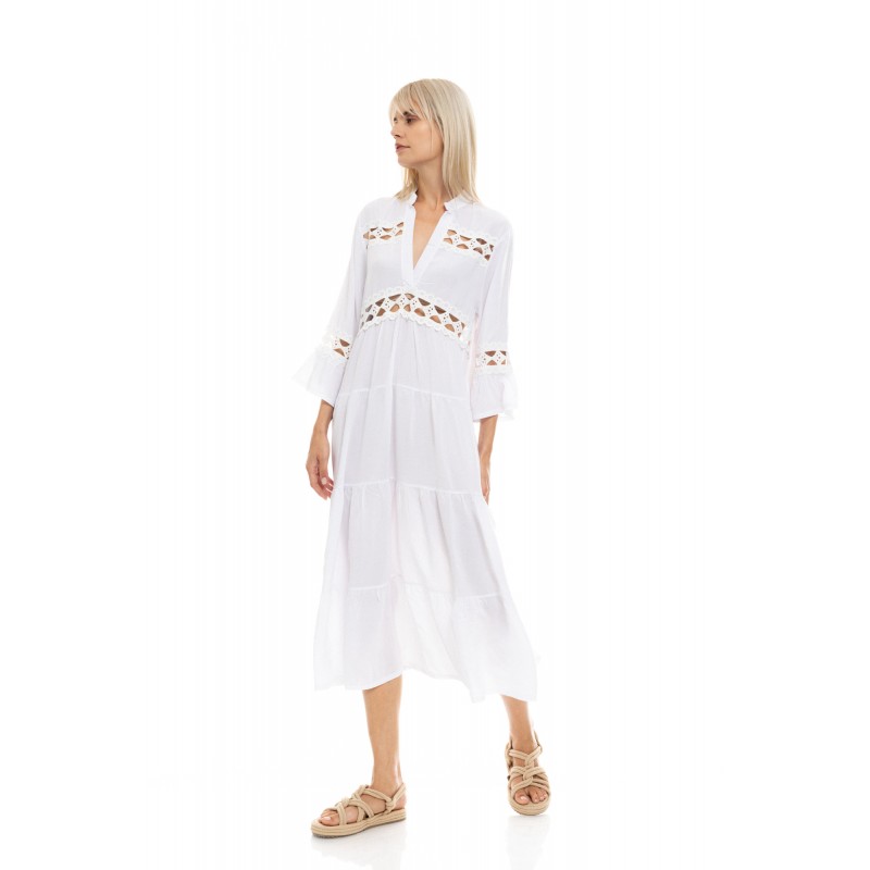 BN-273 - White - BEACHWEAR LACE LONG- (BN-273) BN-273 - White - BEACHWEAR LACE LONG- (BN-273)