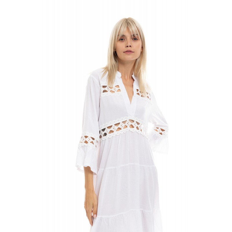 BN-273 - White - BEACHWEAR LACE LONG- (BN-273) BN-273 - White - BEACHWEAR LACE LONG- (BN-273)