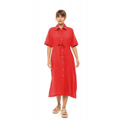 BN-296 - Red - BEACHWEAR MIDI SOLID- (BN-296)