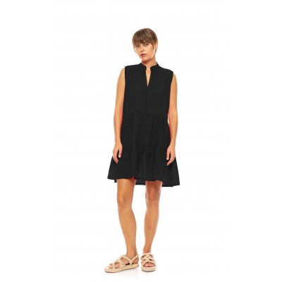 BN-301 - Black - Beachwear Sleeveless Embrodery- (BN-301)