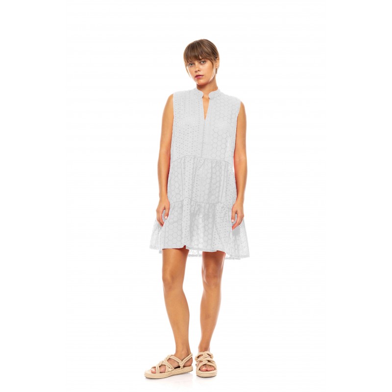 BN-301 - White - Beachwear Sleeveless Embrodery- (BN-301) BN-301 - White - Beachwear Sleeveless Embrodery- (BN-301)