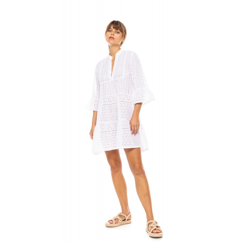 BN-302 - White - Beachwear Embrodery- (BN-302)