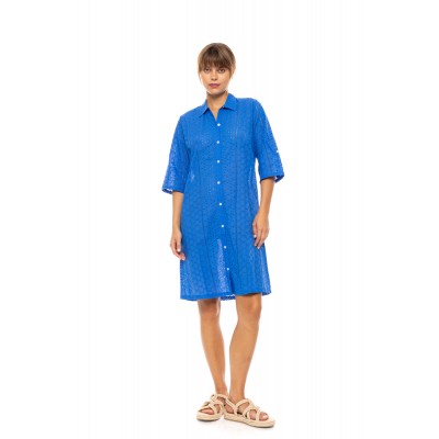 BN-303 - Indigo Blue - Beachwear Buttoned Embrodery- (BN-303)