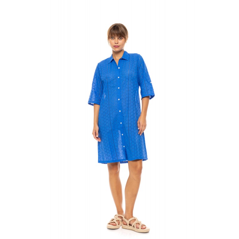 BN-303 - Indigo Blue - Beachwear Buttoned Embrodery- (BN-303) BN-303 - Indigo Blue - Beachwear Buttoned Embrodery- (BN-303)