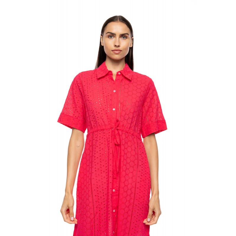BN-305 - Coral - Beachwear Long Buttoned Embrodery- (BN-305) BN-305 - Coral - Beachwear Long Buttoned Embrodery- (BN-305)