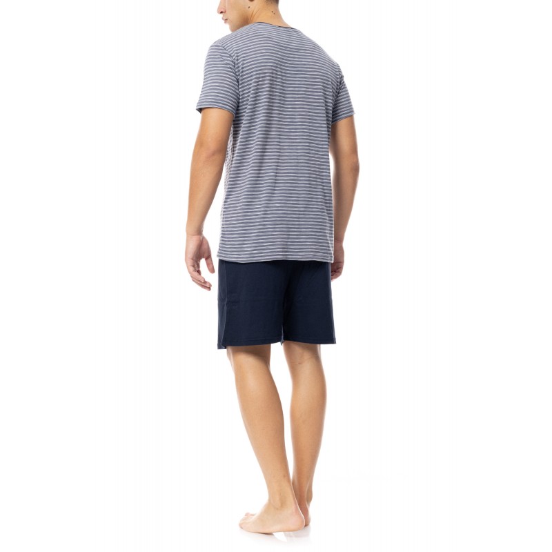 S-M480 - Yacht Blue - PYJAMA STRIPE 3PCS- (S-M480)