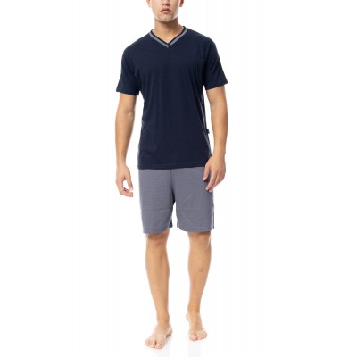 S-M537 - Oil Green - PYJAMA V-NECK GREY GEO- (S-M537)