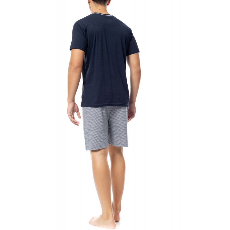 S-M543 - Yacht Blue - PYJAMA V-NECK GREY BICYCLE- (S-M543) S-M543 - Yacht Blue - PYJAMA V-NECK GREY BICYCLE- (S-M543)