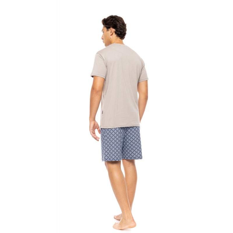 S-M560 - Sand - PYJAMA NAVY BOTANY- (S-M560) S-M560 - Sand - PYJAMA NAVY BOTANY- (S-M560)