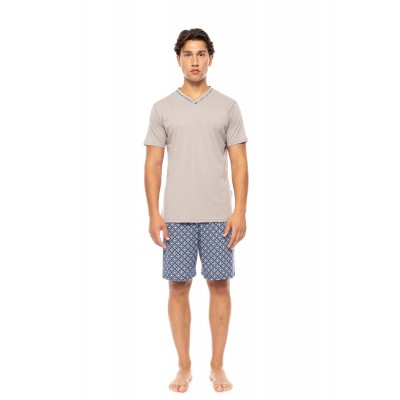 S-M561 - Sand - PYJAMA V NAVY BOTANY- (S-M561)