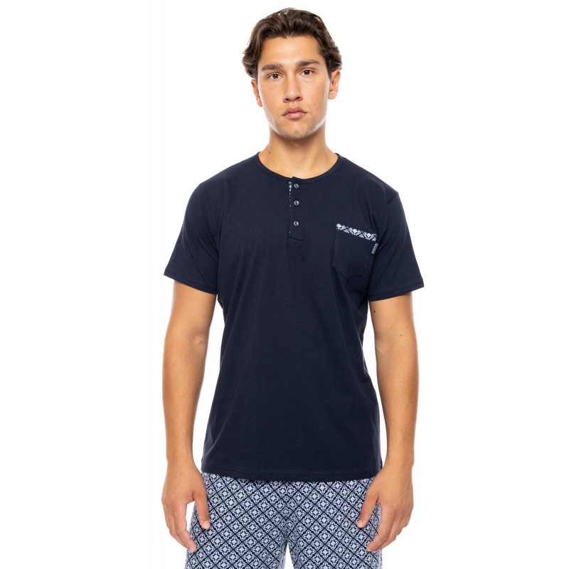 S-M562 - Yacht Blue - PYJAMA 3PCS NAVY BOTANY- (S-M562) S-M562 - Yacht Blue - PYJAMA 3PCS NAVY BOTANY- (S-M562)