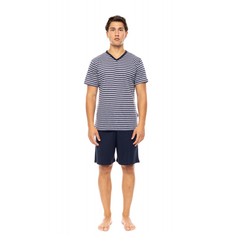 S-M586 - Type - PYJAMA V BLUE LINEAR- (S-M586) S-M586 - Type - PYJAMA V BLUE LINEAR- (S-M586)