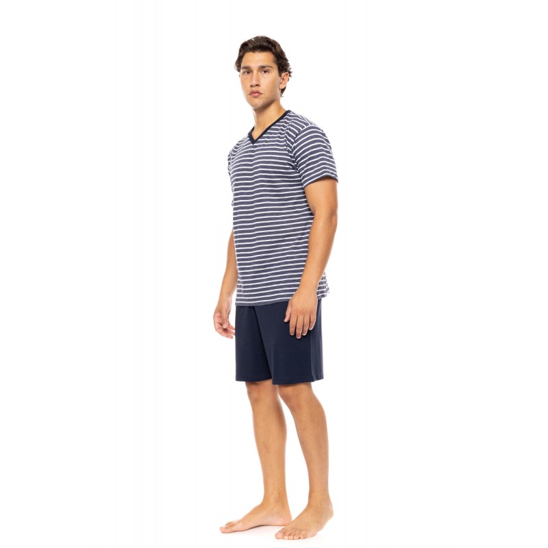 S-M586 - Type - PYJAMA V BLUE LINEAR- (S-M586) S-M586 - Type - PYJAMA V BLUE LINEAR- (S-M586)