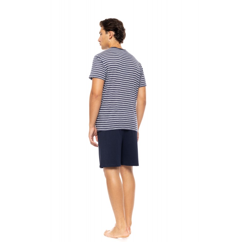 S-M586 - Type - PYJAMA V BLUE LINEAR- (S-M586) S-M586 - Type - PYJAMA V BLUE LINEAR- (S-M586)