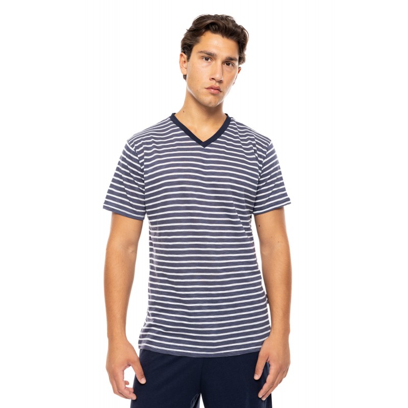 S-M586 - Type - PYJAMA V BLUE LINEAR- (S-M586) S-M586 - Type - PYJAMA V BLUE LINEAR- (S-M586)